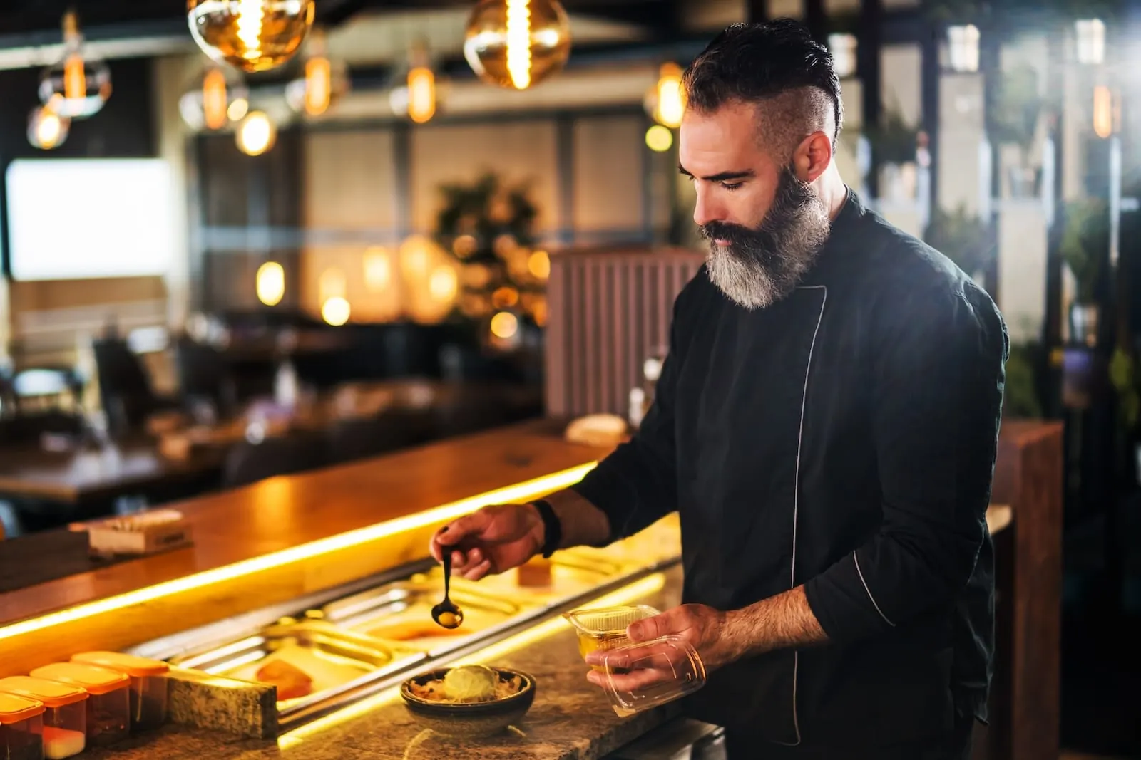 Chef preparing a dessert