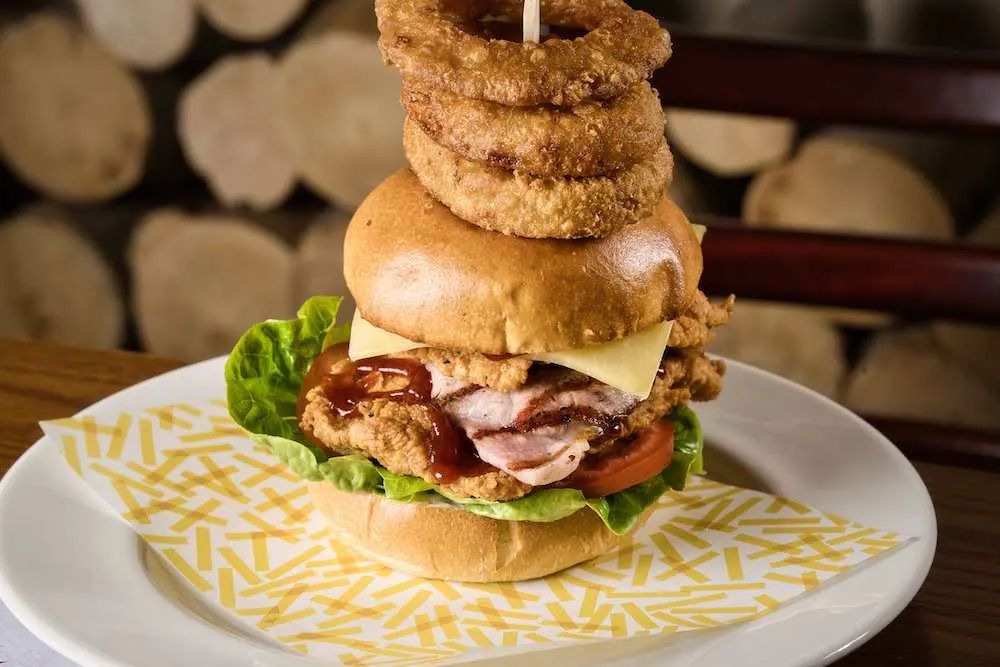 Red Lion onion ring burger